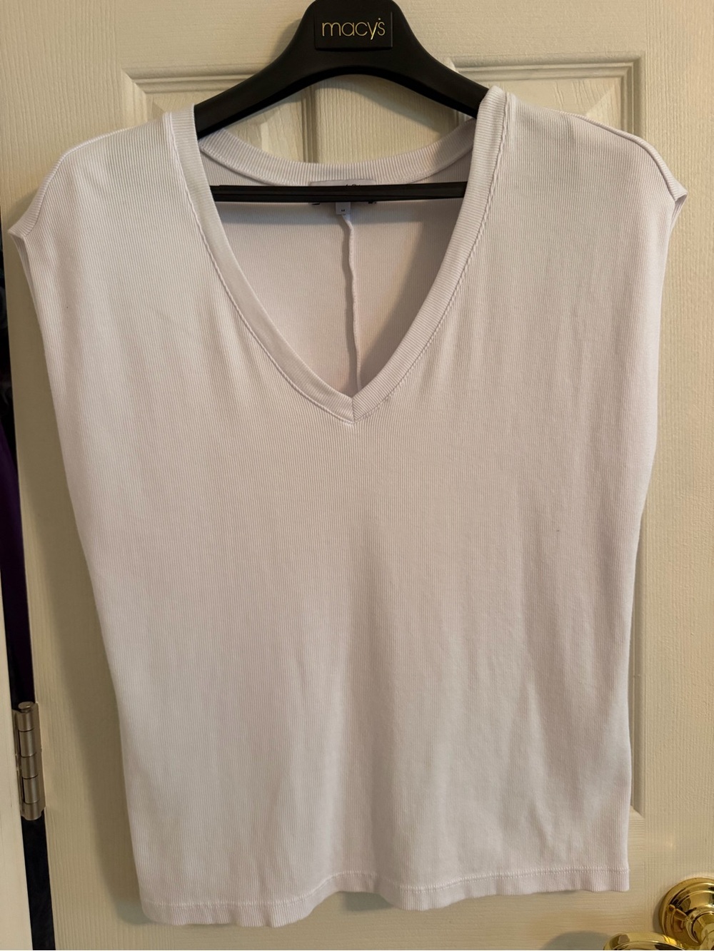 Michael Stars White Tati V-Neck Sleeveless Women's Top - Classic Lightweight Tee
